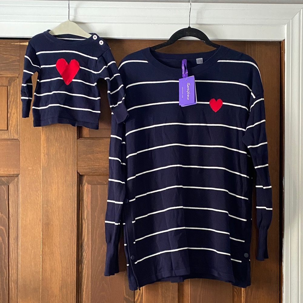 NWT Seraphine mama & mini heart jumper Lennan sweater set medium 3-6 mo